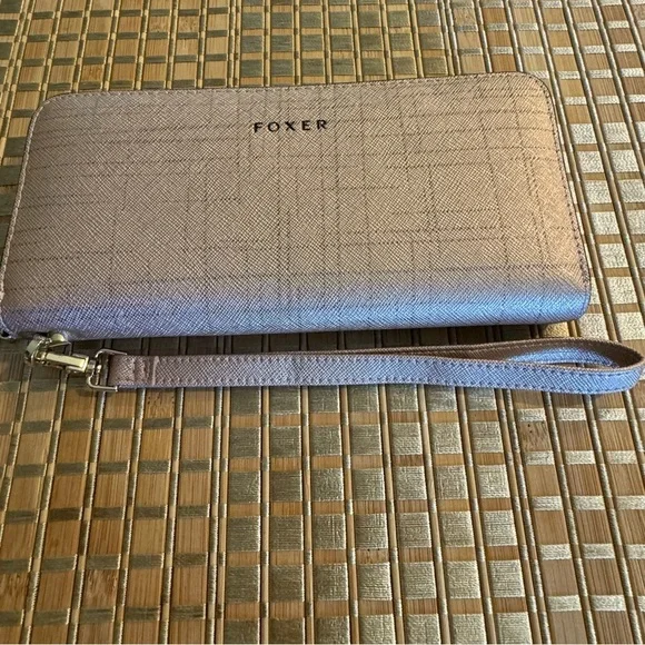 Foxer Women Leather Long Wristlet Wallet Clutch Rose Gold - Picture 12 of 14